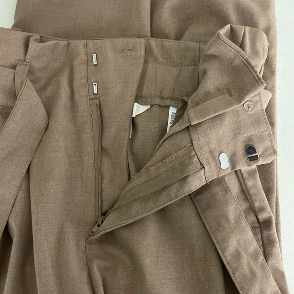 H&M Women’s Pants Trousers Paper Bag Pleated Waist Tie Size 2 Beige - Picture 4 of 8